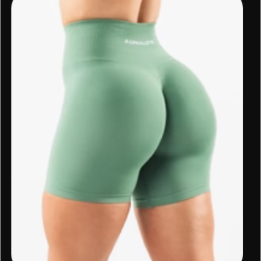 Alphalete Green Athletic Shorts High-Waisted Performance